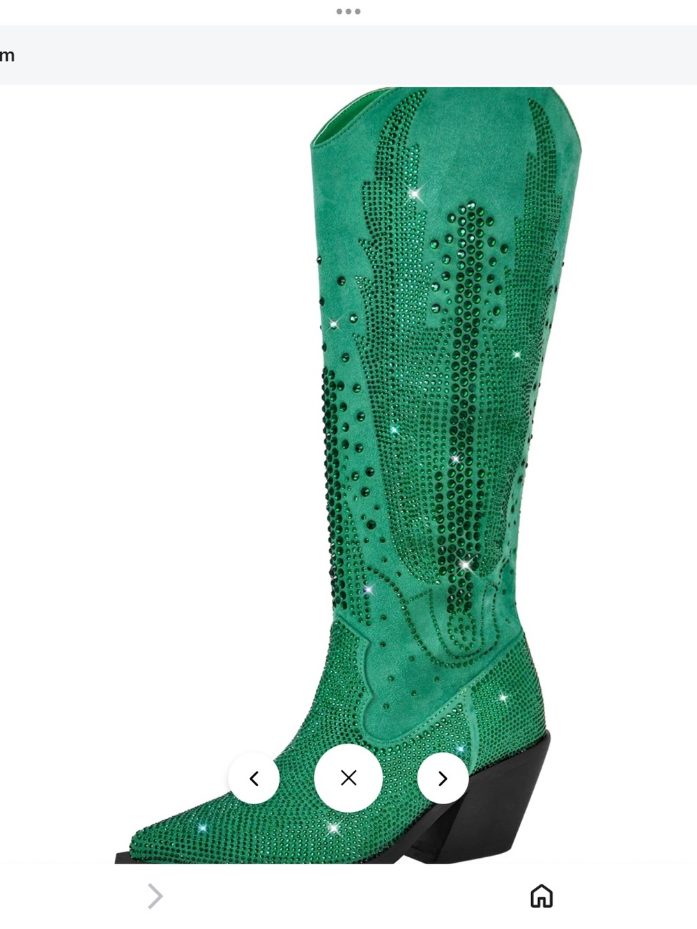 Old West Emerald Green Crystal-Studded Over-the-Knee Western Boot
